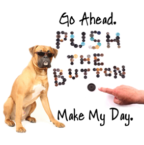 Ahem.  Please note that no threat is implied here.  It's a joke. About a dog. And a button. Laugh, damn you, laugh!